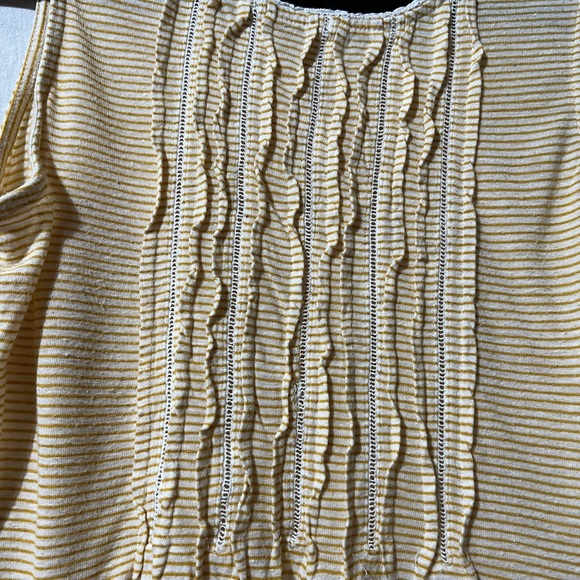 Anthro Akemi + Kin Yellow White Striped Linen Boho Sz XS Tank Top - Picture 5 of 7